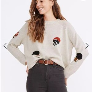 Madewell Mushroom Intarsia Pullover Sweater